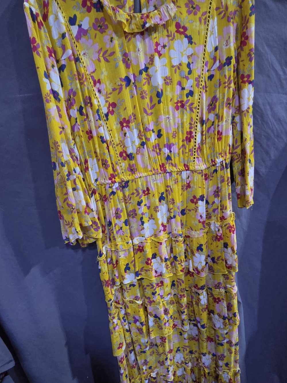 Women’s Yellow Floral Tiered Maxi Dress